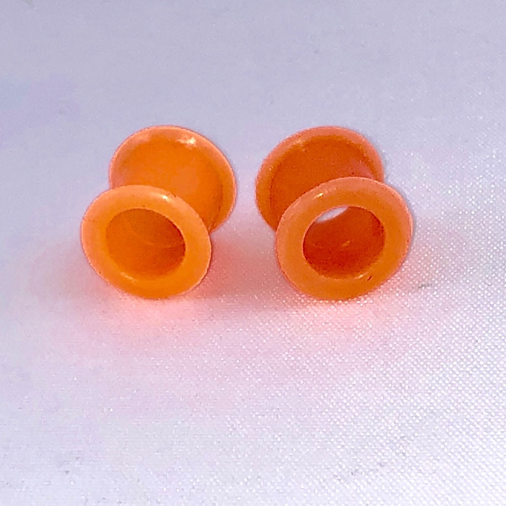 00-2-4-6g Orange Double Flare Silicon Ear Tunnels